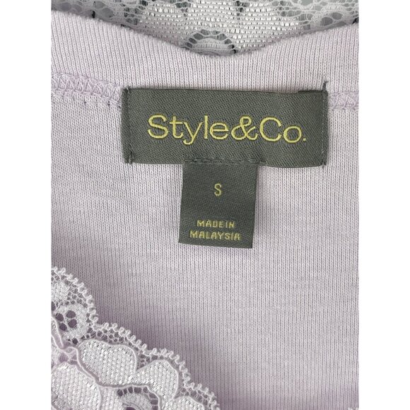Style & Co. Womens Size Small Lavender Lace Trim Scallop Tank Top - Picture 7 of 10